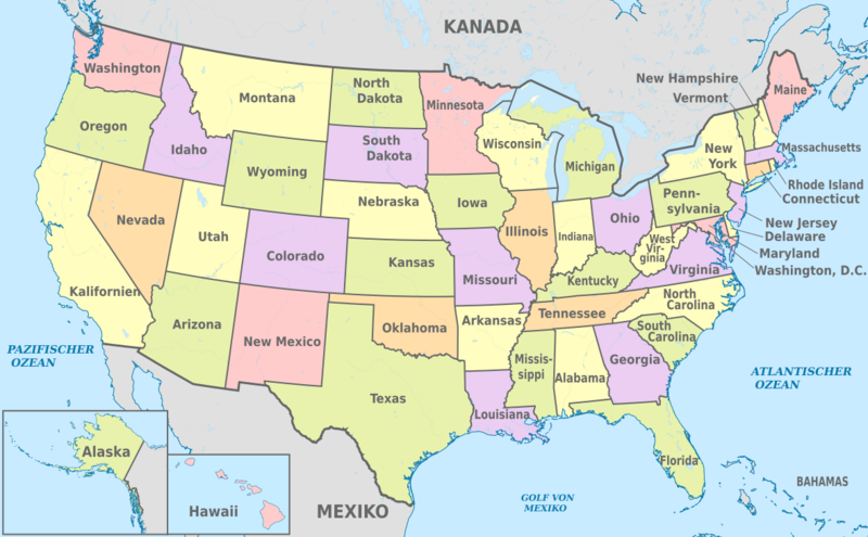 Datei:United States, administrative divisions - de - colored.svg