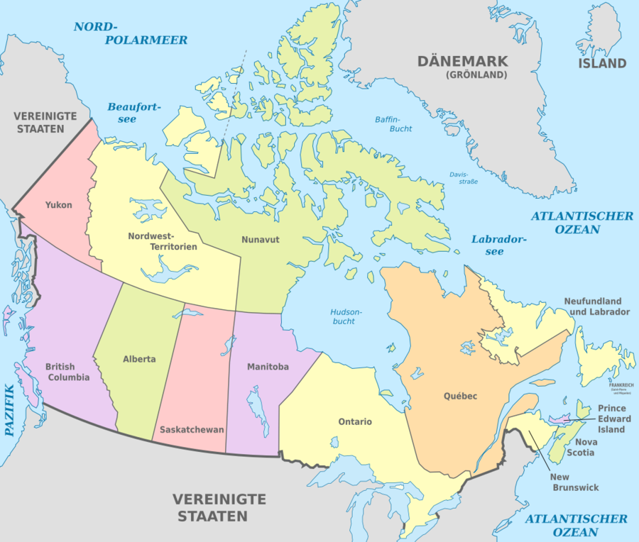 Canada, administrative divisions - de - colored.svg